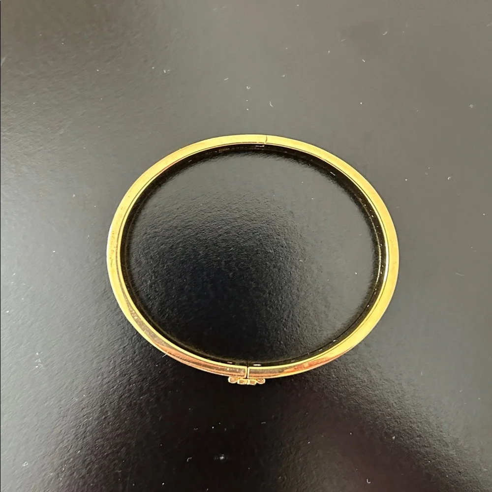 Tory Burch Zebra Print Kira Enamel 7mm Gold Hinge Bracelet Style #153654 NWT